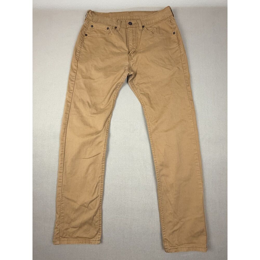 Leviās 505 Regular Fit Jeans W31 L32 Tan Khaki Denim Red Tab Leather Patch